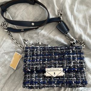 Michael Michael kors Cece tweed chain crossbody in navy